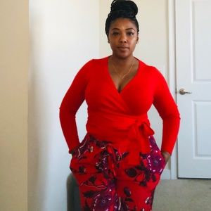 DVF Red Wrap Sweater (Small)